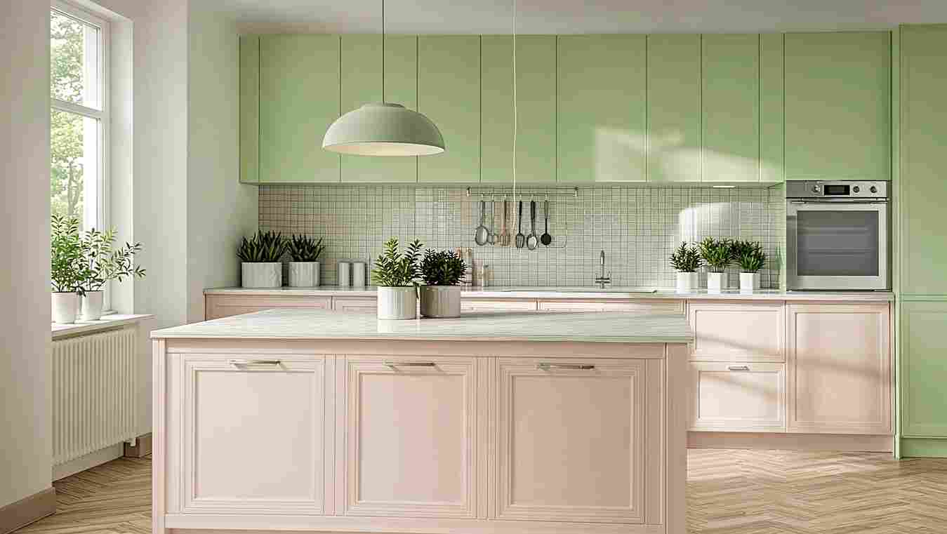Pink and Green Kitchen