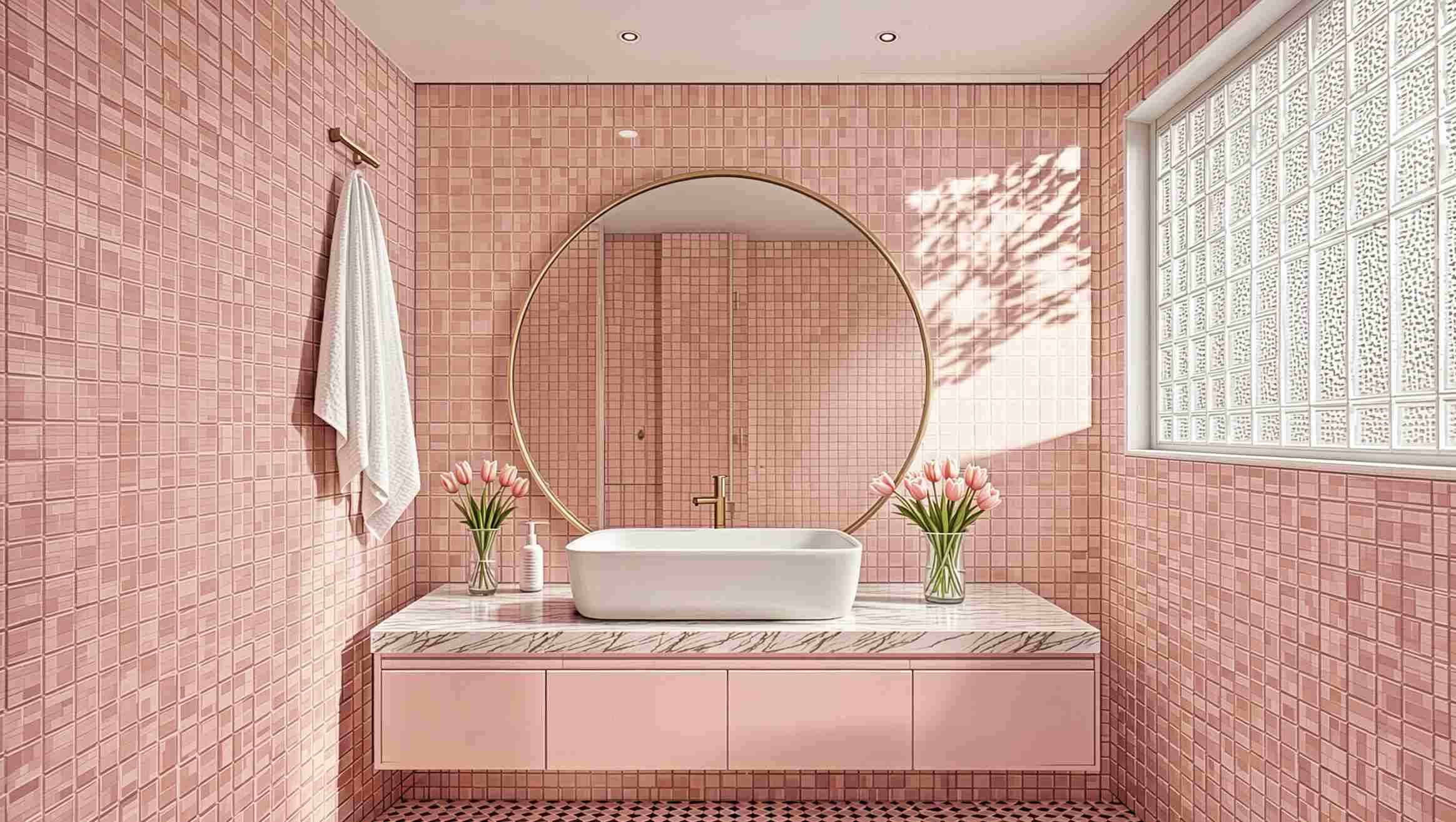 pink tiled bathroom